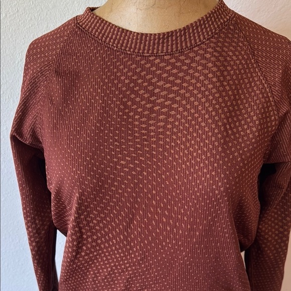 Lululemon sz 8 Rest Less Pullover Grid Warp Date Brown/Desert Sun long sleeve - Picture 4 of 7